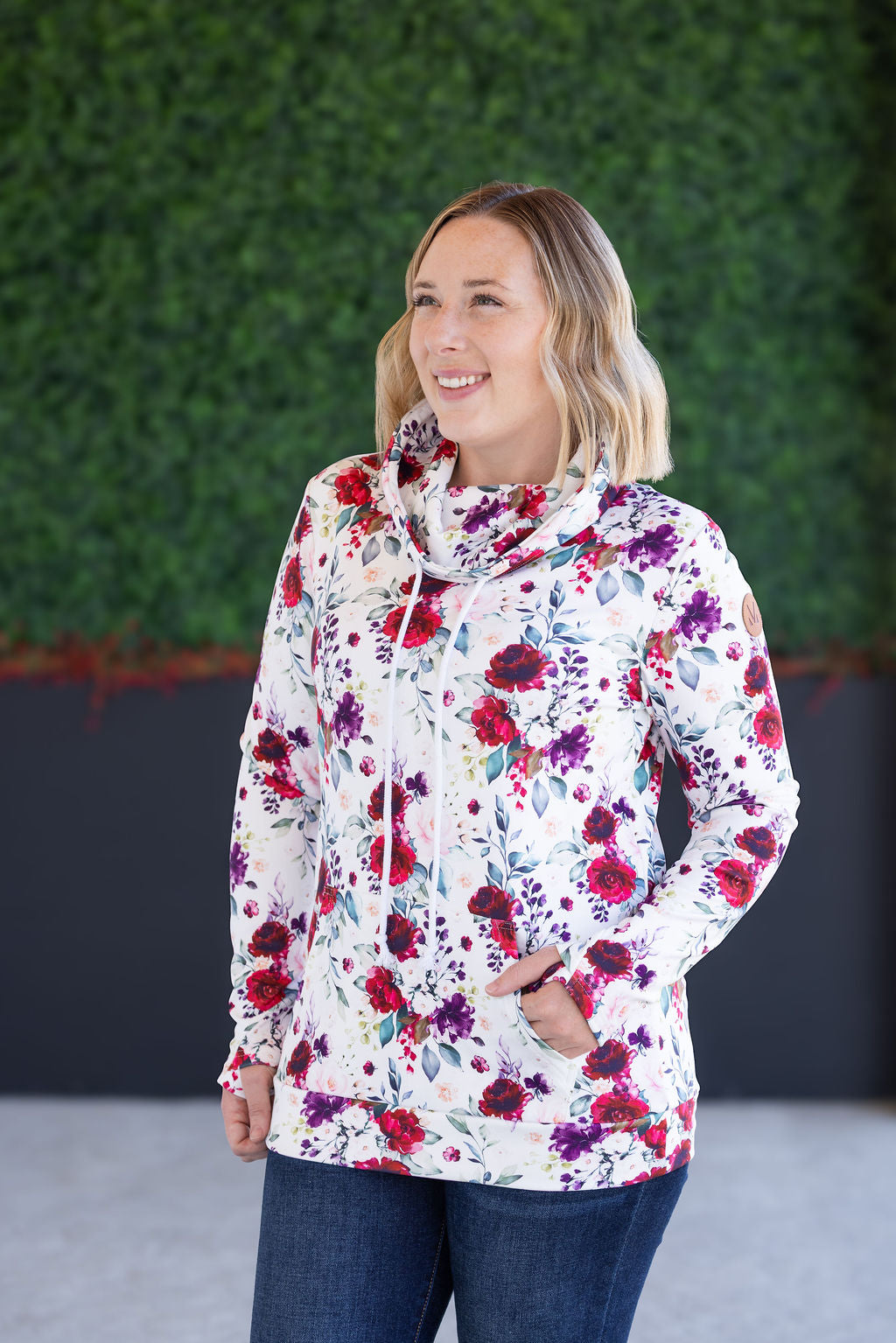 Soft Funnel Neck - Burgundy Bloom